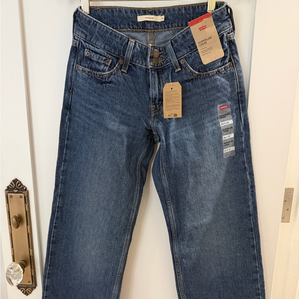 Levi's Women's Low Loose Medium Blue Wide Leg Jeans 24x32